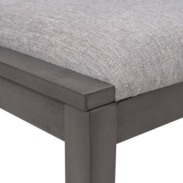 TOPMAX 5-Piece Dining Set, Wood Rectangular Table with 4 Linen Fabric Chairs, Gray