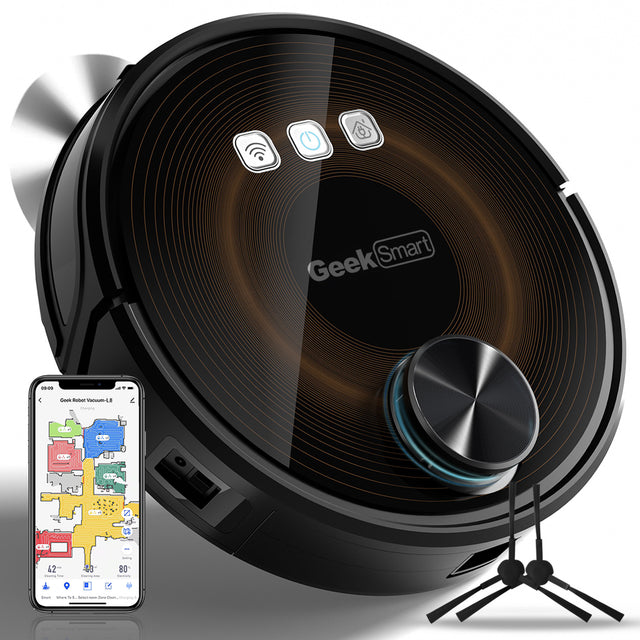 Geek Smart L8 Robot Vacuum Cleaner and Mop, LDS Navigation, Wi-Fi Connected APP, Selective Room Cleaning,MAX 2700 PA Suction, Ideal for Pets and Larger Home(Banned from selling on Amazon)