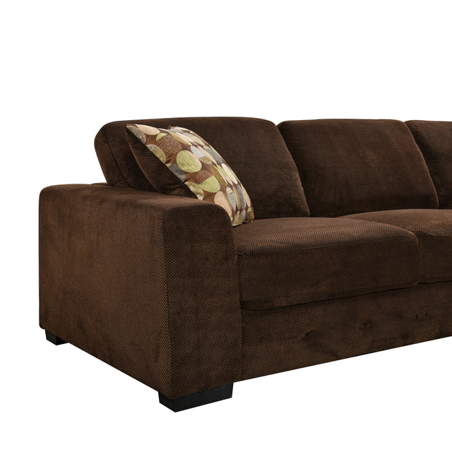 113"X113" Modern Upholstered Living Room Sectional Sofa Furniture Set,L Shape Couch with 3 Pillows for Home Office, Chocolate