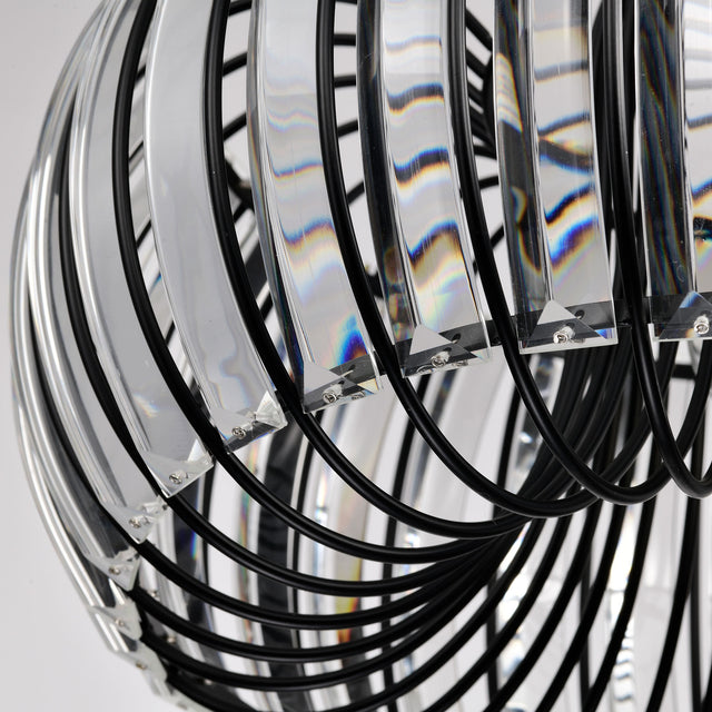 Modern Oblate Black Crystal Chandelier Fixture，Ceiling Pendant light for Living Room, Bedroom, Kitchen, Dining Room, Hallway，Adjustable Color Temperature，Dimmable，120V，E26，W16.5*L31.5