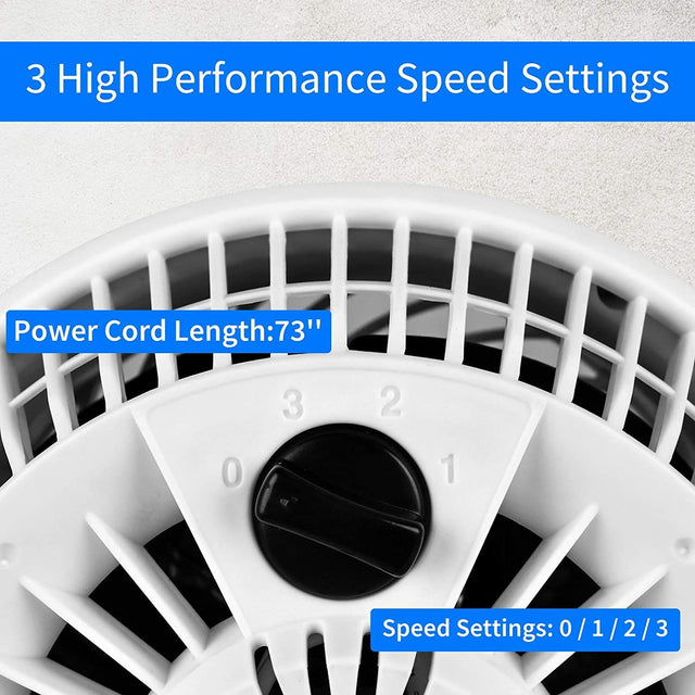 HealSmart 8" Table Fan Tabletop Air-Circulator Fan 3Speed Control 110° Rotation