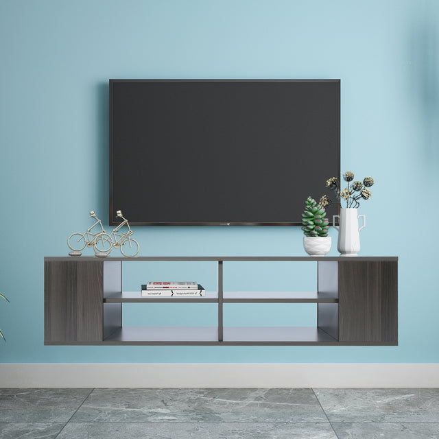 Wall Mounted Media Console,Floating TV Stand Component Shelf with Height Adjustable，Blackoak