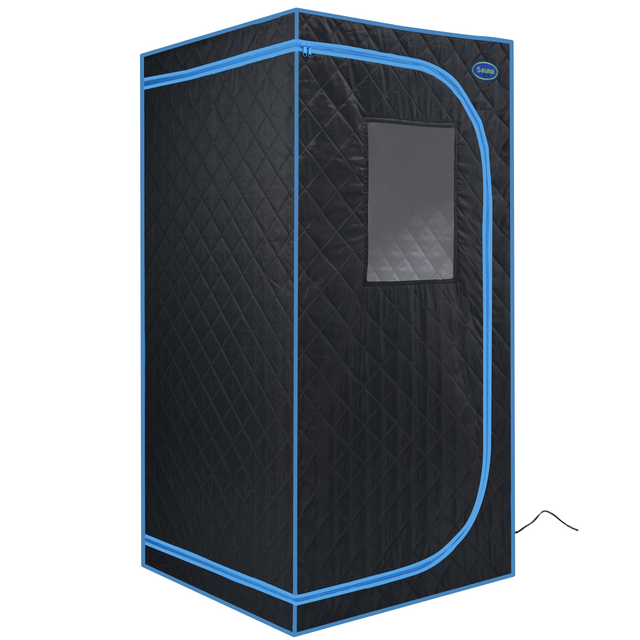 Portable Black Full Size Steam Sauna tent–Personal Home Spa, with Steam Generator, Remote Control, Foldable Chair, PVC pipes. Easy to Install,fast heating, with FCC & UL Certification.