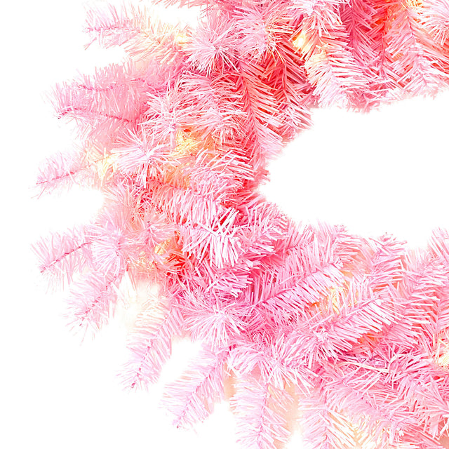 Pre-lit Artificial Christmas 2-Piece Set, Xmas Tree 5FT Pink Christmas Tree with 6 feet Garland X-mas