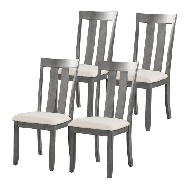 TREXM Set of 4 Dining Chairs Soft Fabric Dining Room Chairs with Seat Cushions and Curved Back  (Gray)
