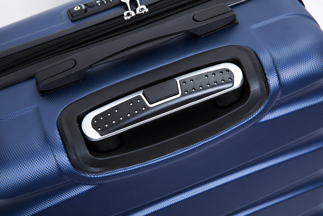 Expandable 3 Piece Luggage Sets ABS Lightweight Suitcase with Two Hooks, Spinner Wheels, TSA Lock, (20/24/28) Blue