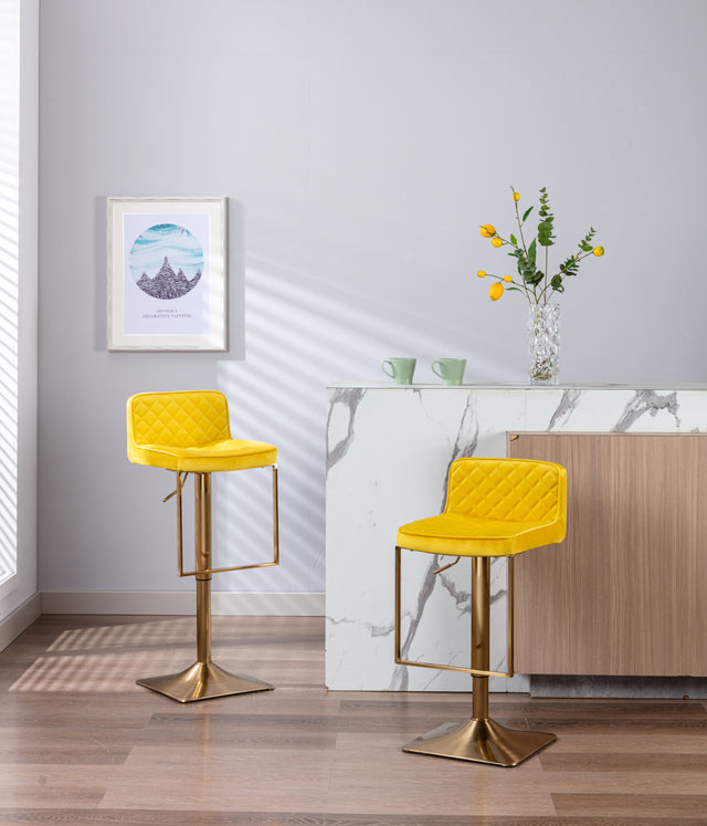 SUPERJARE Bar Stools  - Swivel Barstool Chairs with Back, Modern Pub Kitchen Counter Height，velvet, ( 1pc/ctn )