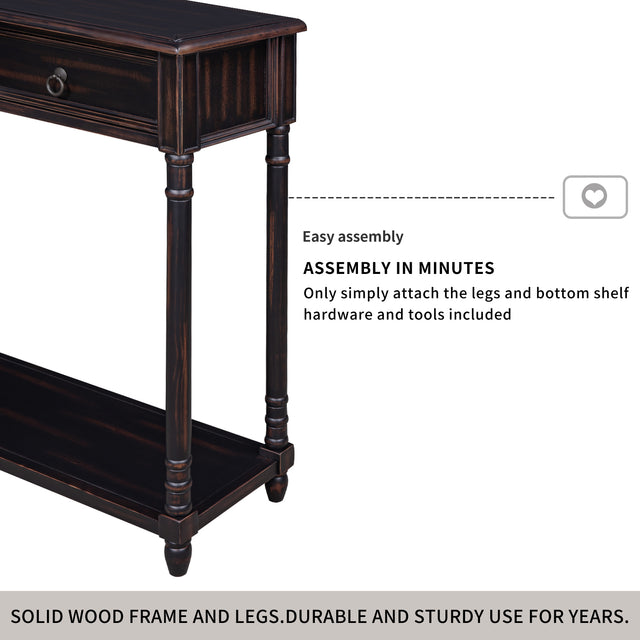 TREXM Console Table Sofa Table with Drawers for Entryway with Projecting Drawers and Long Shelf (Espresso)