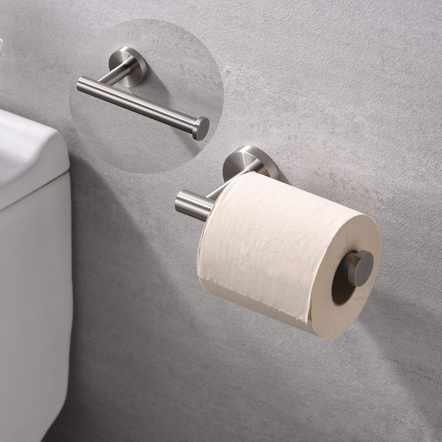 Toilet Paper Holder Brushed Nickel SUS304 Stainless Steel Rustproof Wall Mounted Toilet Roll Holder, Modern Tissue Roll Dispenser Round for Bathroom Kitchen Washroom