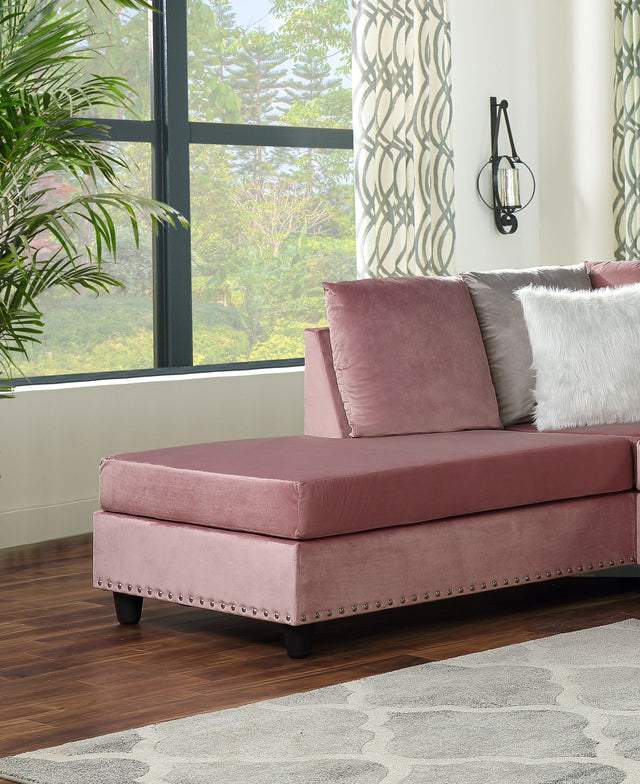 Martha Reversible Sectional Made with Wood in Pink