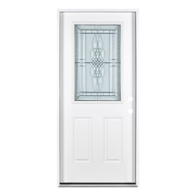 37.5inx81.5in Left Hand Inswing Decorative Glass- Zinc Caming  Fiber Glass Prehung Entry Door .