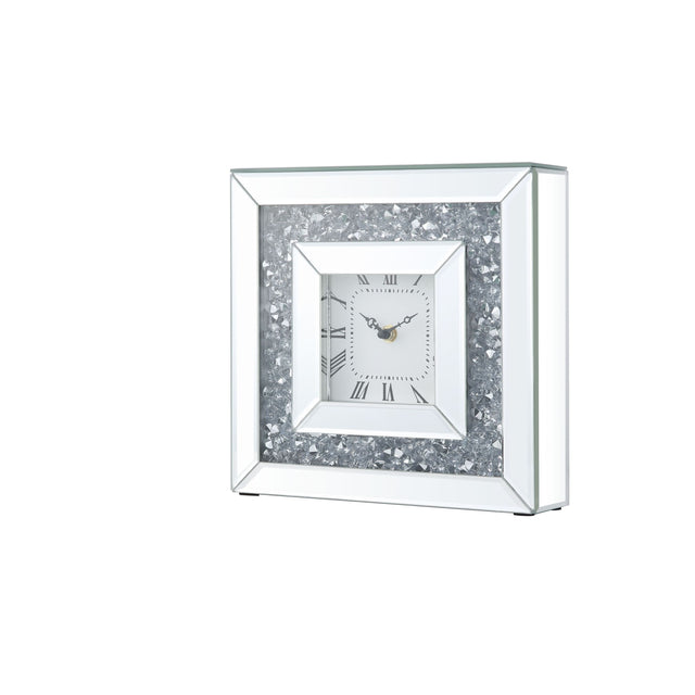 ACME Noralie Accent Clock in Mirrored & Faux Diamonds 97817