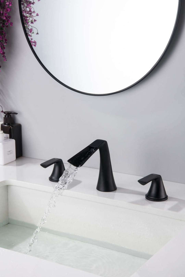 Two Handles Three-Hole Widespread Bathroom Faucet