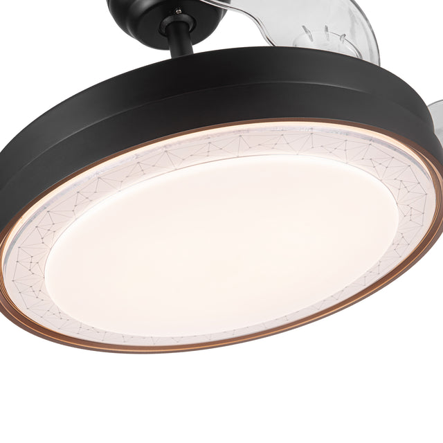 42 In. Intergrated LED Retractable Ceiling Fan with Black Shade Frame