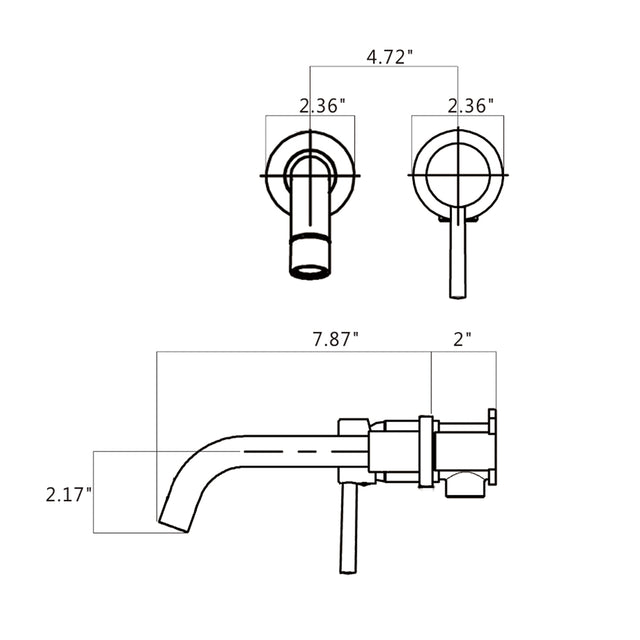 Single Lever Handle Wall Mounted Bathroom Faucet