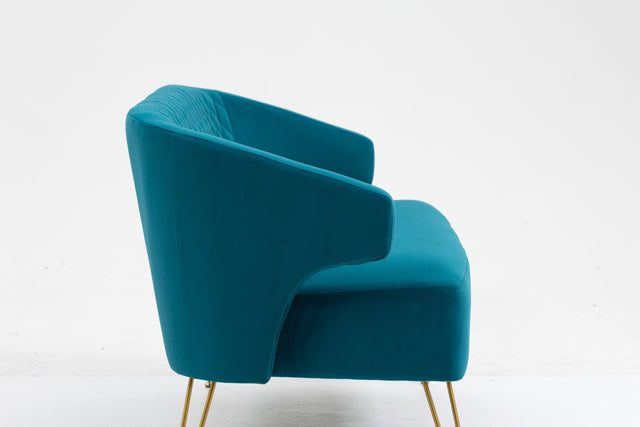 Twin Size Love seat Accent Sofa with Golden Metal Legs, Living Room Sofa with Tufted Backrest, 600 Pounds Weight Capacity