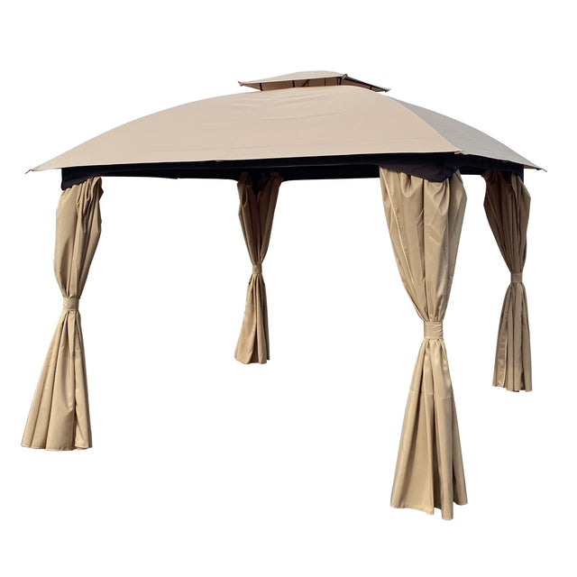 10x10 Ft Outdoor Patio Garden Gazebo Canopy, Outdoor Shading, Gazebo Tent With Curtains