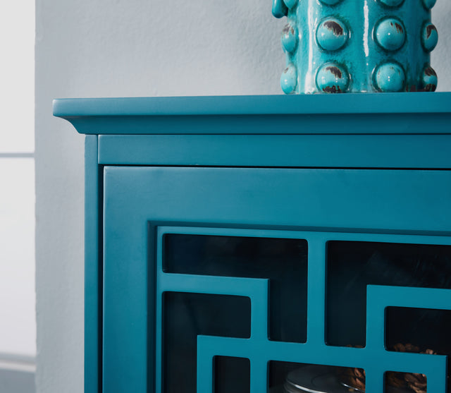 60” Sideboard Buffet Table with 2 Doors, Storage Cabinet with Adjustable Shelves, Teal Blue