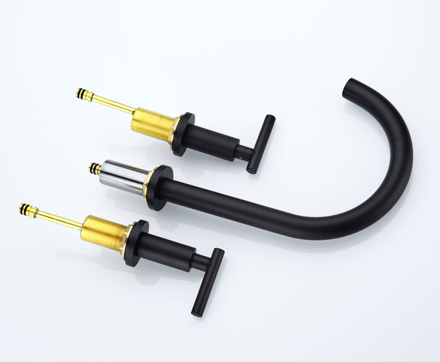 Two Handle High Arc Widespread Bathroom Sink Faucet 3 Hole