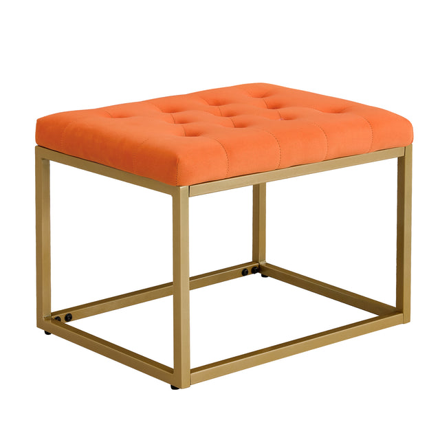Velvet Shoe Changing Stool, Orange Footstool, Square Vanity Chair, Sofa stool,Makup Stool .Vanity Seat ,Rest stool. Piano Bench .Suitable for Clothes Shop,Living Room, Porch, Fitting Room Bedroom