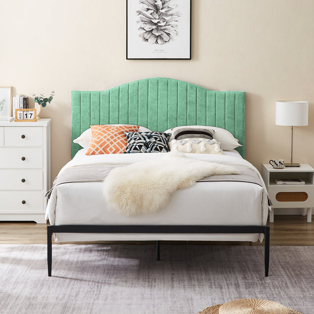 B111 Full bed Beautiful line stripe cushion headboard  Strong iron frame with high temperature paint