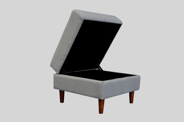 Redde Boo modern light gray fabric L shaped sofa, full K/D 3 seater sofa and stool with storage for living room sofa set