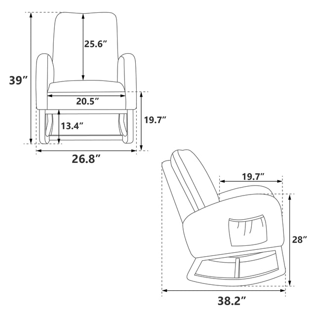 26.8"W Modern Rocking Chair for Nursery, Mid Century Accent Rocker Armchair With Side Pocket, Upholstered High Back Wooden Rocking Chair for Living Room Baby Kids Room Bedroom, Pink Boucle