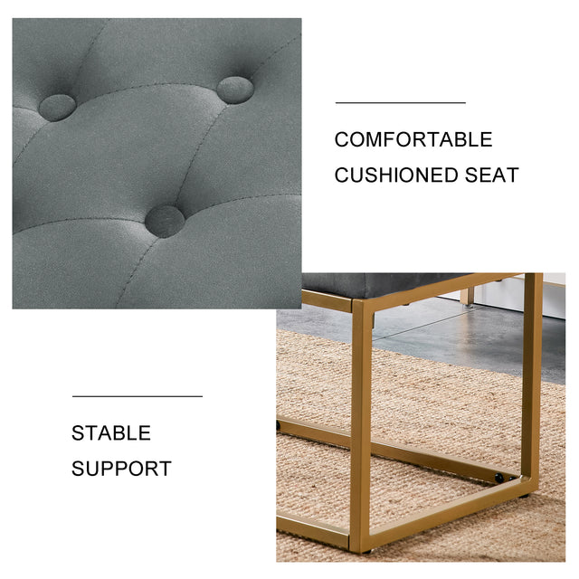 Velvet Shoe Changing Dark Grey  Footstool, Square Vanity Chair, Sofa Stool,Makup Stool .Vanity Seat ,Rest Stool. Piano Bench.Suitable for Clothes Shop,Living Room, Porch, Fitting Room Bedroom