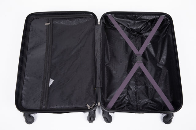 3 Piece Luggage Sets ABS Lightweight Suitcase with Two Hooks, Spinner Wheels, TSA Lock, (20/24/28) PURPLE