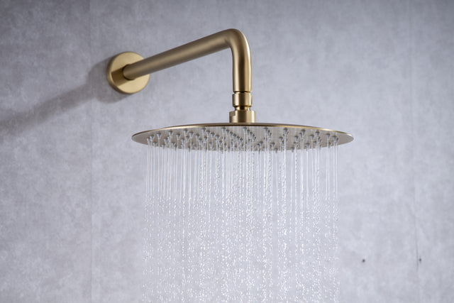 Shower Faucet Set, Wall Mount Round hower System Mixer Set, 10 Inch Rain Shower Head , Solid Brass, Rough-in Valve Included