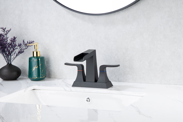 2-Handle Lavatory Faucet Brushed Nickel Bathroom Sink Faucet with Metal Pop-up Drain and Faucet Supply Lines