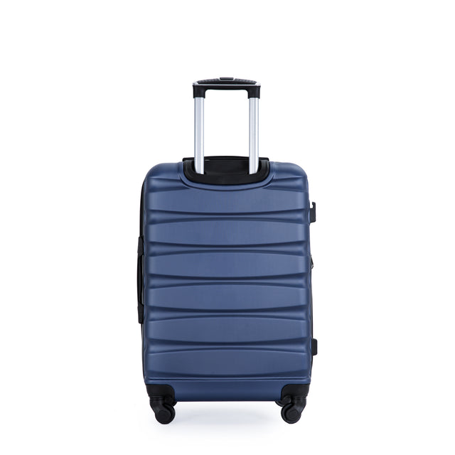 Expandable 3 Piece Luggage Sets ABS Lightweight Suitcase with Two Hooks, Spinner Wheels, TSA Lock, (20/24/28) Blue