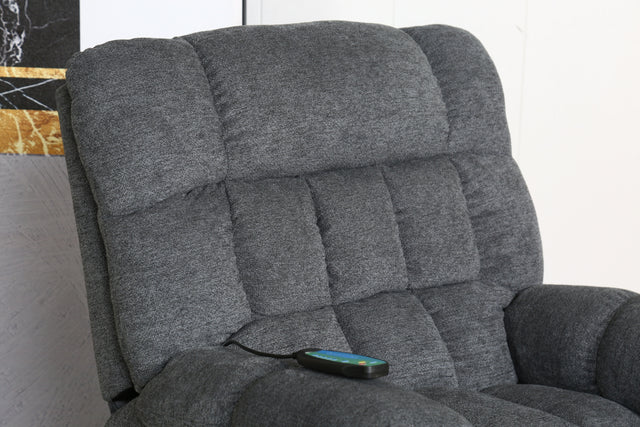 Electric lift recliner with heat therapy and massage, suitable for the elderly, heavy recliner, with modern padded arms and back, navy