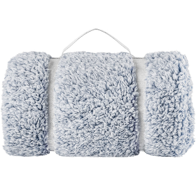 Back Printed Sherpa Throw With Tassels-Blue-50”*60” (2 Pack Set Of 2)