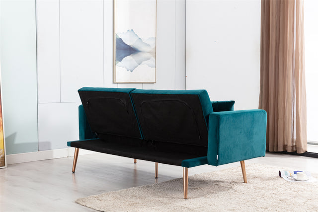 COOLMORE  Velvet  Sofa , Accent sofa .loveseat sofa with rose gold metal feet  and  Teal  Velvet