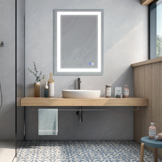 24×32 Bathroom Mirror with Dimmable LED Light Makeup Mirror Anti-fog