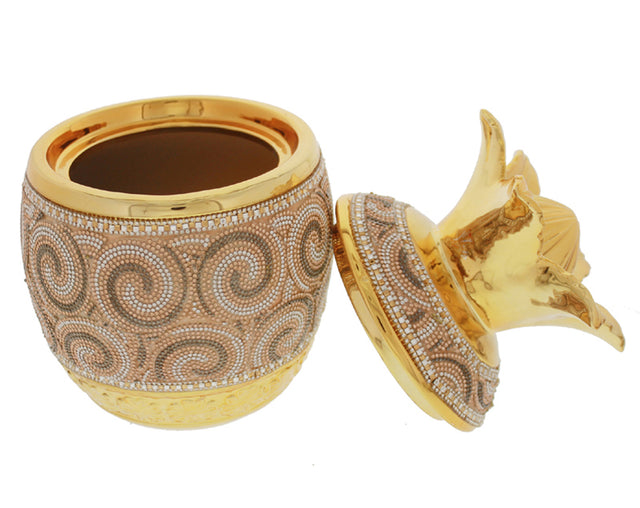 Ambrose Gold Plated Crystal Embellished Lidded Ceramic Pineapple Bowl (7 In. x 7 In. x 10.5 In.)
