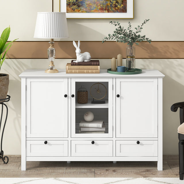 U_STYLE 44.9'' Accent Cabinet Modern Console Table Sideboard for Living Room Dining Room With 3 Doors, 3 Drawers