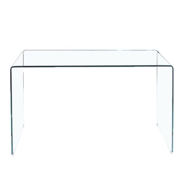 Glass Console Table, Transparent Tempered  Glass Console Table with Rounded Edges Desks, Sofa Table