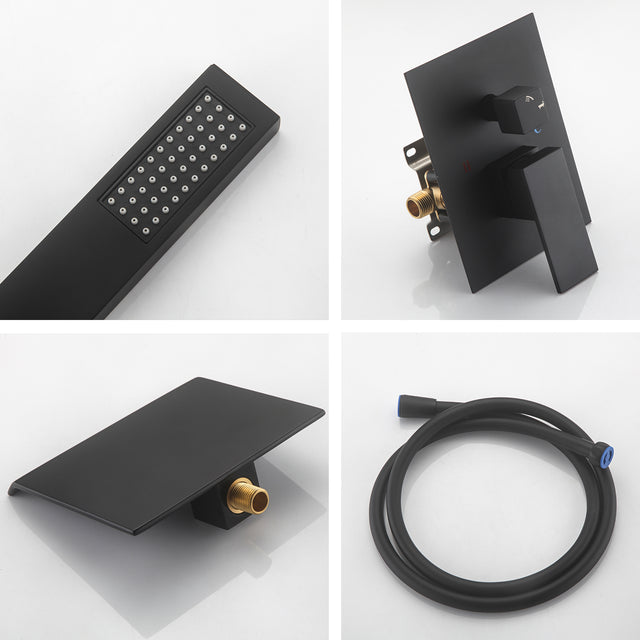 Waterfall Wall Mounted Tub Filler With Handheld Shower