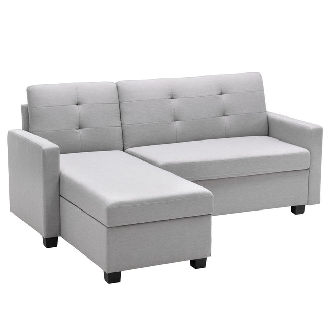 78.3" Convertible Sleeper Sofa Bed,Linen Pull Out Couch with Storage Chaise,Sleeper Counch with Memory Foam Mattress for  Small Space Living Room Bedroom Office,Light Gray