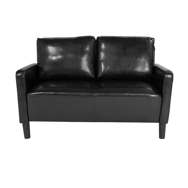 Washington Park Upholstered Loveseat in Black Leather