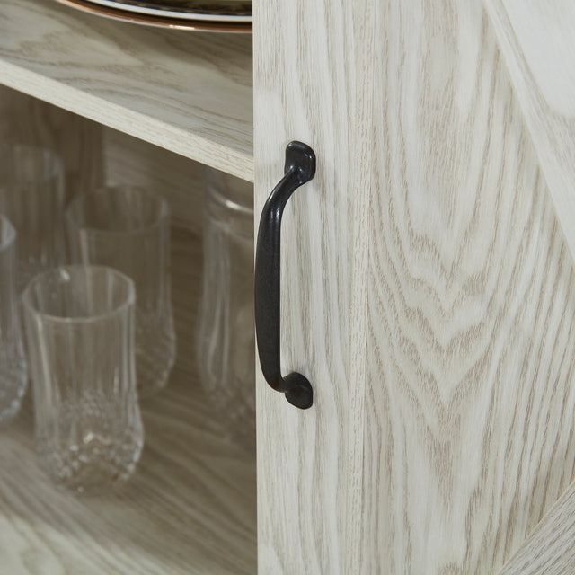 Buffet Sideboard/TV Stand / Storage Cabinet with 2 Sliding Barn Doors, Walnut+White Wash