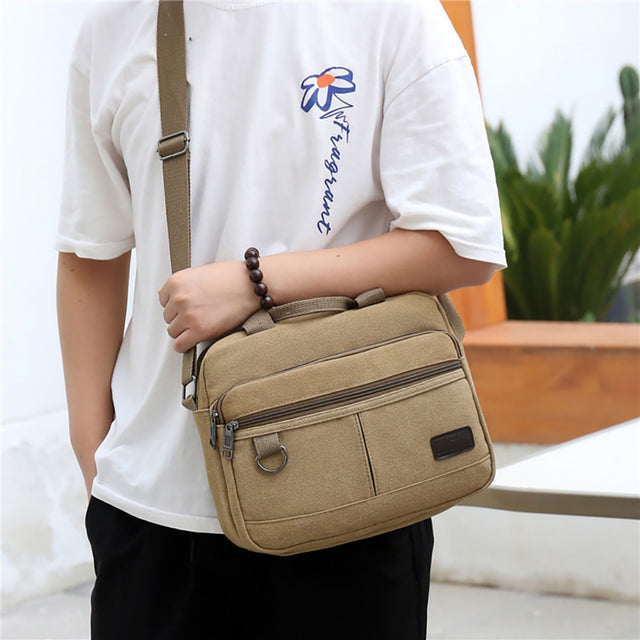 Men's crossbody bag, casual neutral solid color men's canvas one shoulder crossbody bag handbag