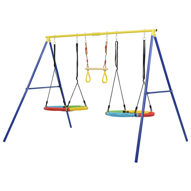 Outdoor Toddler Saucer Swing Set for Backyard, Playground Tree Swing Sets with Steel Frames,  with Disc Tree Swing Playset