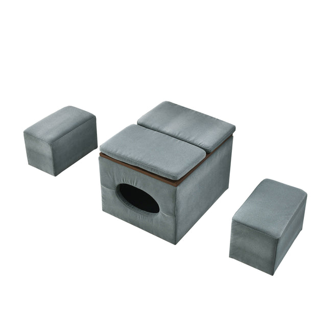 [Video] Welike Waterproof, oil-proof, scratch-proof 25"W Modern design hollow storage ottoman, upholstery, coffee table, two small footstools, easy storage and wide use