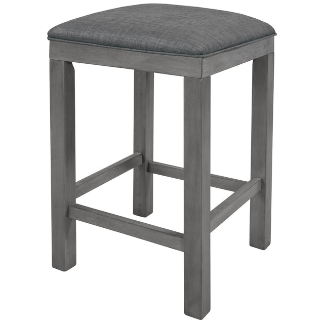 TOPMAX 4-Piece Counter Height Table Set with Socket and Fabric Padded Stools, Gray