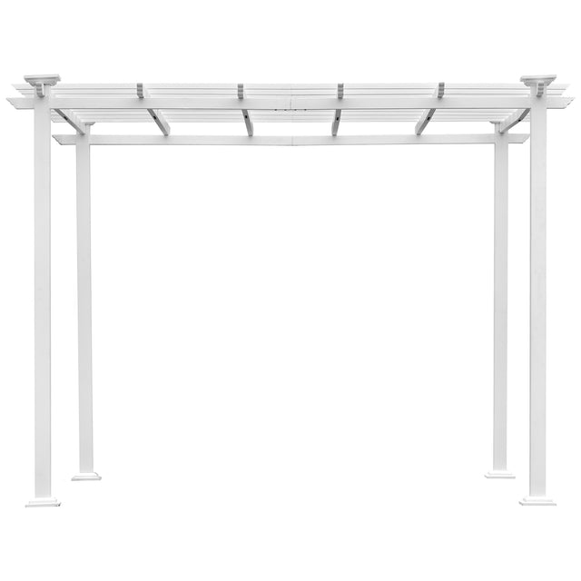 GO 10’ x 10’ White Iron Pergola Gazebo for Vines Pure Iron Chic Lid Cover Design Sleek Seams Hidden Joints Elegant White Trellis