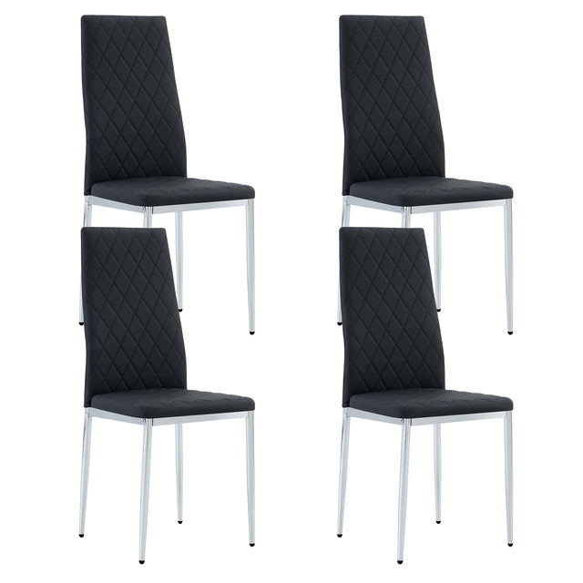 Glass dining table, dining chair set, 4 black dining chairs and 1 dining table Table size 47 "W x 29" D x 30 "H
