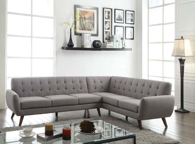 ACME Essick Sectional Sofa in Light Gray Linen 52765